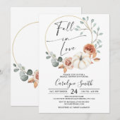 Verliefd worden Herfst Pompoen Bloemrijke Bruiloft Kaart (Voorkant / Achterkant)