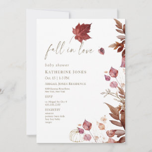 Verliefd worden Herfstloof Witte Baby Shower Kaart