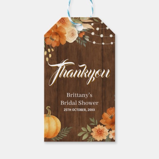 Verliefd worden Houten Rustieke Bruidsdouche Cadeaulabel (Voorkant)