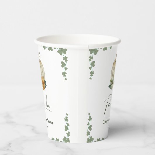 Verliefd worden Houtige herfst Pompoen Bruidsdiner Papieren Bekers (Rechts)