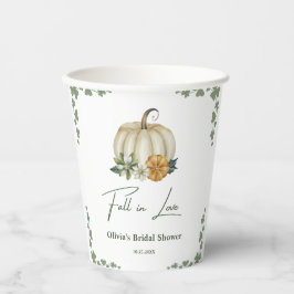 Verliefd worden Houtige herfst Pompoen Bruidsdiner Papieren Bekers