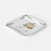 Verliefd worden Houtige herfst Pompoen Bruidsdiner Papieren Bordje (Gebogen)