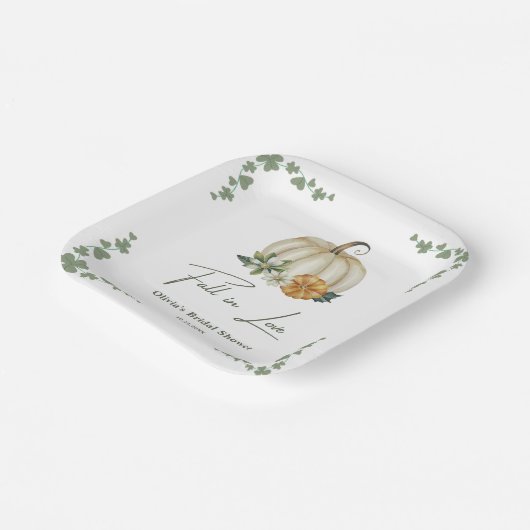 Verliefd worden Houtige herfst Pompoen Bruidsdiner Papieren Bordje (Gebogen)