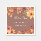 Verliefd worden in Bloemrijke Herfst Bruidsuitnodi Servet (Voorkant)
