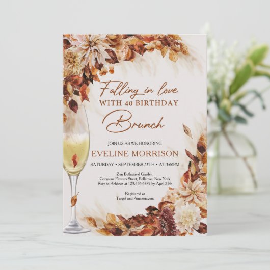 Verliefd worden op 40 verjaardag Brunch en Bubbly Kaart (Staand voorkant)