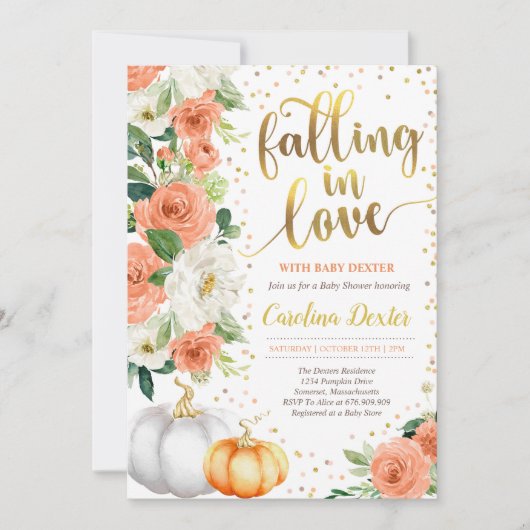 Verliefd worden op Baby shower Invitation Oranje G Kaart (Voorkant)