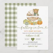 Verliefd worden op Beer Pumpkin Baby shower Gingha Kaart (Voorkant / Achterkant)