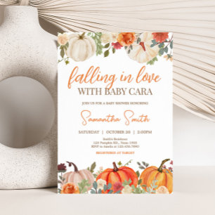 verliefd worden op bloemenpompoen Baby shower Kaart