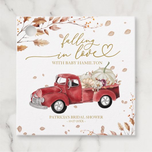 Verliefd worden op Herfst Baby shower Bedankjes Labels (Voorkant)