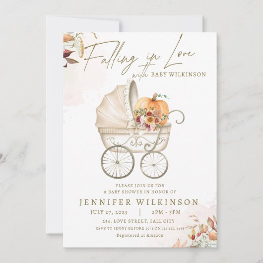 Verliefd worden op Herfst Baby shower Pumpkin Stro Kaart (Voorkant)