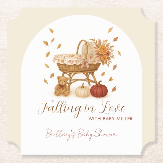 Verliefd worden op het Baby shower van de herfst Kartonnen Onderzetters (Voorkant)
