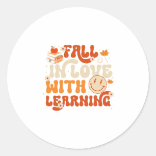Verliefd worden op het leren Herfst Dankfeest Thee Ronde Sticker