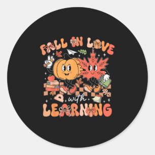 Verliefd worden op leren Herfst Pompoenen An Ronde Sticker