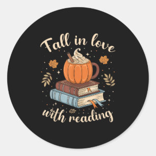 Verliefd worden op lezen Boek Herfstpompoenen en Ronde Sticker