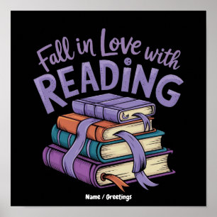 Verliefd worden op lezen met gezellige boeken herf poster