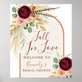 Verliefd worden Pampas Bloem Bruiloft Welcome Poster (Voorkant)