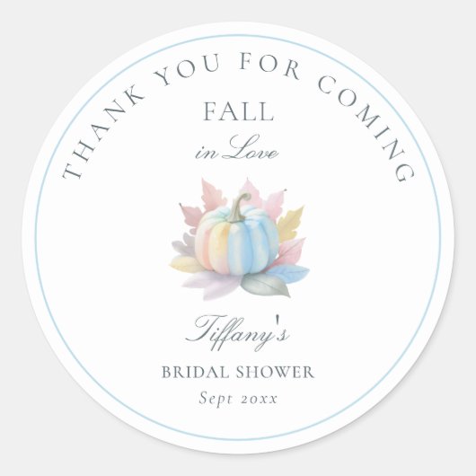 Verliefd worden Pastelblauwe Pompoen Bruiloft Ronde Sticker (Voorkant)