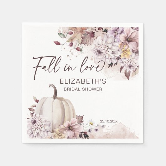 Verliefd worden pastelkleurig gebladerte pompoen b servet (Voorkant)