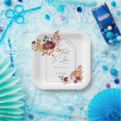 Verliefd Worden Pompoen Bloemige Bruidsdouche Papieren Bordje (Feest)