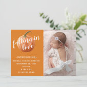Verliefd worden Pumpkin Foto Geboorte Aankondiging (Staand voorkant)