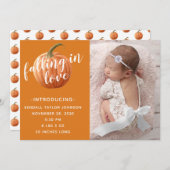 Verliefd worden Pumpkin Foto Geboorte Aankondiging (Voorkant / Achterkant)