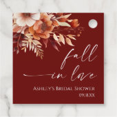 Verliefd Worden Roestbruine Bloemige Bruiloftssalo Bedankjes Labels (Achterkant)