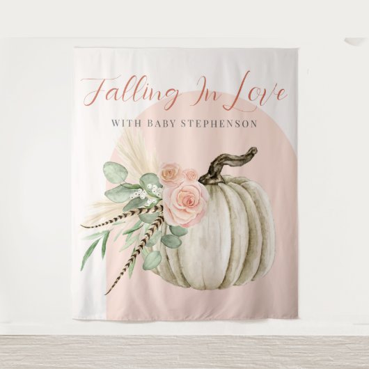Verliefd Worden Roze Boog Herfst Pompoen Wandtapij Wandkleed (Voorkant)
