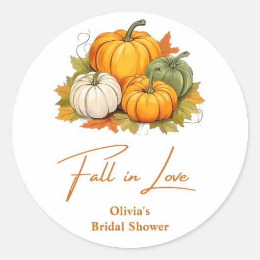 Verliefd worden Rustic Herfst Pompoen Bruidsdiner Ronde Sticker (Voorkant)
