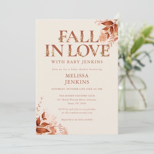 Verliefd worden Rustieke bloemige brief baby showe Kaart (Staand voorkant)