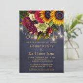 Verliefd worden rustieke chic bloem navy verloving kaart (Staand voorkant)