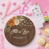 Verliefd worden Rustieke herfstbloemen Bruidsdouch Papieren Bordje (Feest)