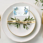 verliefd worden Waterverf blauw bloemenbruiloft Plaatskaartje