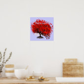 Verliefd Worden Wervelt Wortels Puzzelstukken Rode Poster (Keuken)