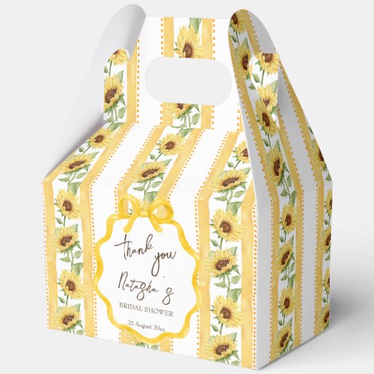Verliefd worden zonnebloem gele streep bruidsmeisj bedankdoosjes (Voorkant)