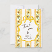 Verliefd worden zonnebloem gele streep bruidsmeisj bedankkaart (Voorkant)