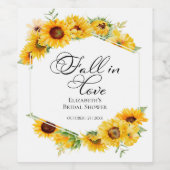 Verliefd worden Zonnebloem Herfst Bruidsdiner Wijn Etiket (Enkel label)