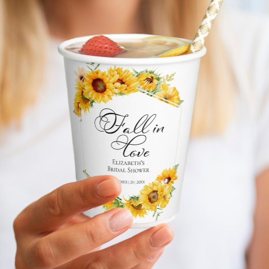 Verliefd worden Zonnebloem Herfst Bruidsfeest Papieren Bekers