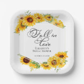 Verliefd worden Zonnebloem Herfst Bruidsfeest Papieren Bordje (Voorkant)