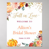Verliefd wordend herfstbloem bruidsdouche bord poster (Voorkant)