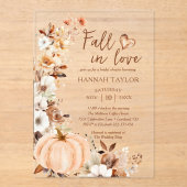 Verliefd Wordende Pompoen Bruidsborrel Acryl Uitnodigingen (Voorkant)