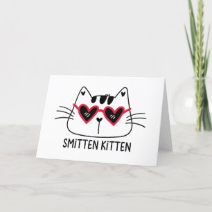 Verliefde Kitten Valentijnsdag kat rode hart zonne Feestdagen Kaart
