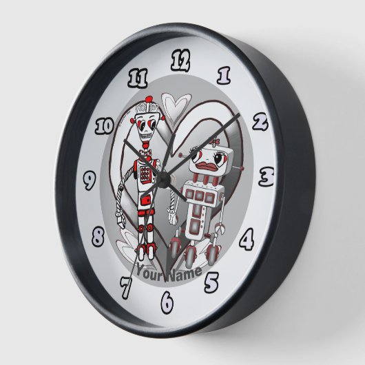 Verliefde robots ronde klok (Hoek)