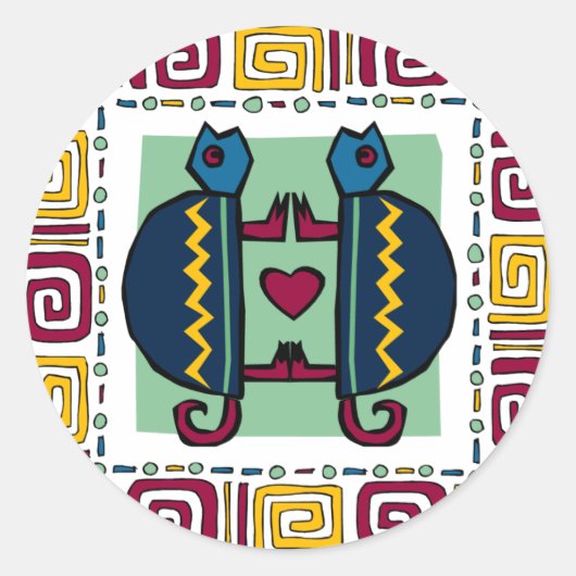 verliefde schildpad ronde sticker (Voorkant)