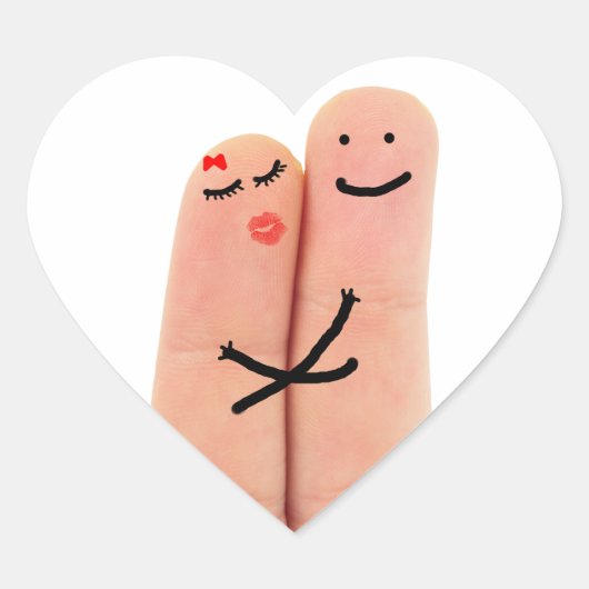 Verliefde vingers hart sticker (Voorkant)