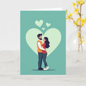 Verliefden Knuffelkaart Kaart (Gele Bloem)