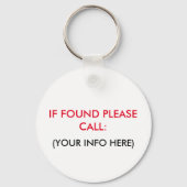 VERLIES EN GEVONDEN SLEUTELHANGER (Voorkant)