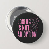 Verlies is geen optie roze lint ronde button 7,6 cm (Voorkant /achterkant)