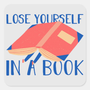 Verlies je zelf in een boek vierkante sticker