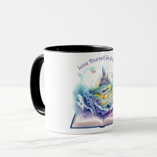 Verlies jezelf in een boek mok (Voorkant links)