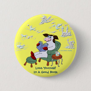 Verlies jezelf in een goed boek ronde button 5,7 cm